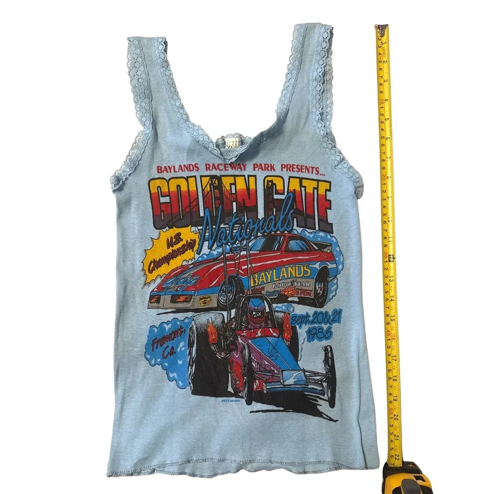 Vtg 1986 Baylands Raceway Golden Gate Nationals Screen Stars Tank Top M L XL NOS - Picture 1 of 5